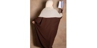 Abaya couleur marron foncé manches serrées en soie de medine